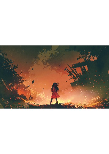 Canvas Atese Doğru Sayılarla Boyama Seti Kasnaklı