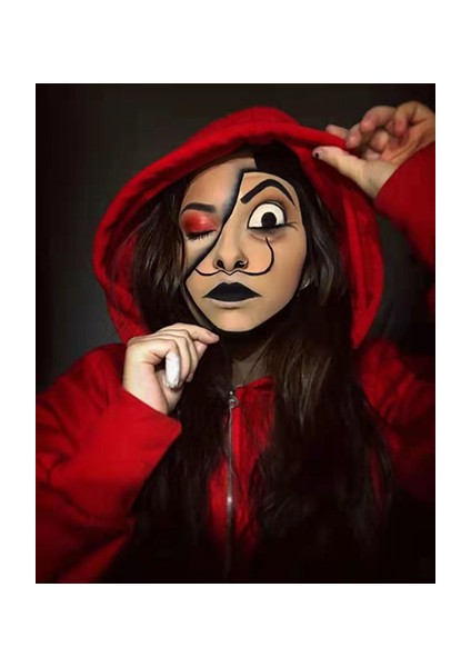 Canvas Kırmızı Kostüm Sayılarla Boyama Seti Kasnaklı