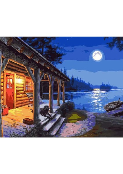 Canvas Gecenin Yansıması Sayılarla Boyama Seti Kasnaklı