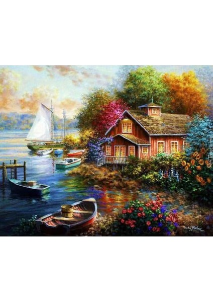 Canvas Hayalimdeki Evim Sayılarla Boyama Seti Kasnaklı