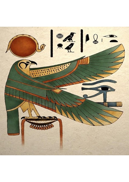 Canvas Mısır Tanrısı Horus Sayılarla Boyama Seti Kasnaklı