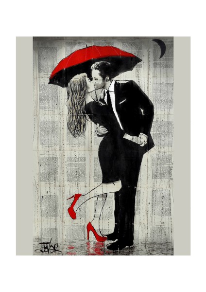 Canvas Romantik Semsiye Anısı 4 Sayılarla Boyama Seti Kasnaklı