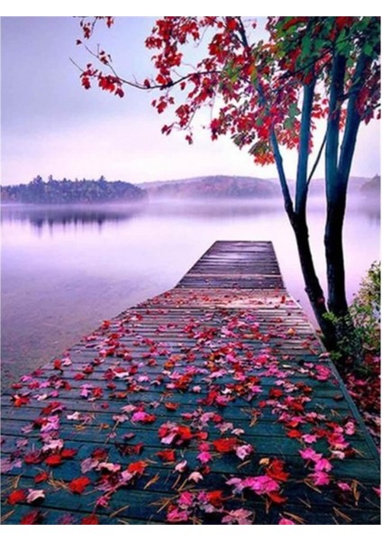 Canvas Manzara Iskelesi Sayılarla Boyama Seti Kasnaklı