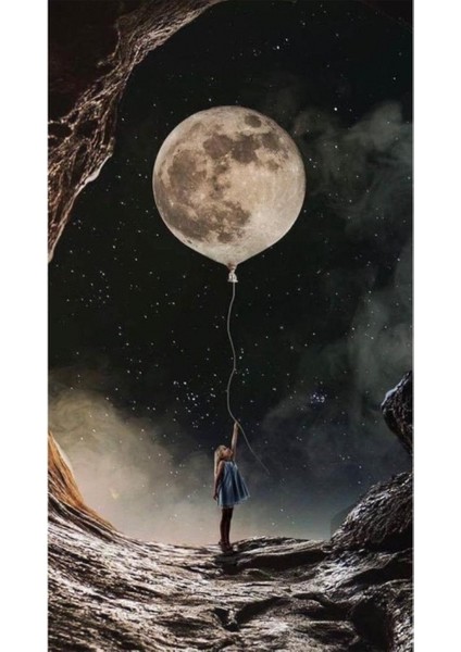 Canvas Uçan Dolunay Sayılarla Boyama Seti Kasnaklı