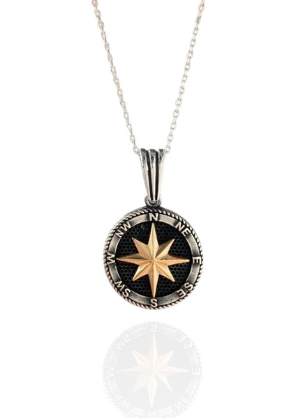 Alâ Silver Jewellery Pusula Işlemeli Unisex 925 Ayar Gümüş Kolye