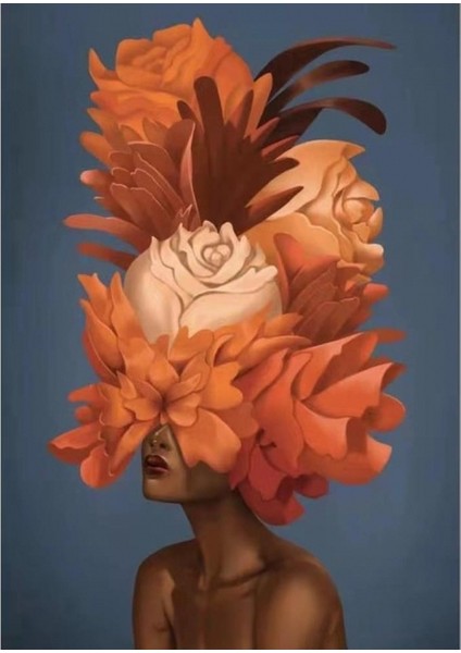 Canvas Çiçek Kadın 22 Sayılarla Boyama Seti Kasnaklı