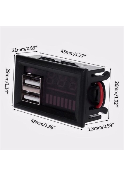 Dc 12VOLT Dijital Voltmetre 2xusb Çıkışlı Akü Göstergeli