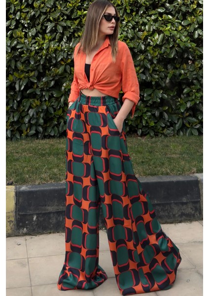 Oranj Beli Lastikli, Cepli, Ispanyol / Bol Paça Özel Kumaş, Rahat Kalıp Pantolon - Tesettüre Uygun fiyatları