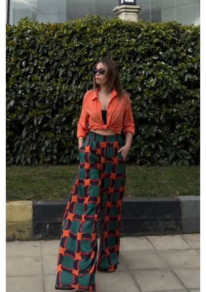 Oranj Beli Lastikli, Cepli, Ispanyol / Bol Paça Özel Kumaş, Rahat Kalıp Pantolon - Tesettüre Uygun modelleri