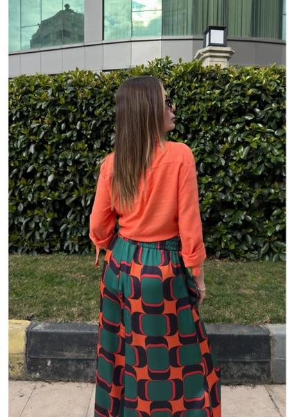 Oranj Beli Lastikli, Cepli, Ispanyol / Bol Paça Özel Kumaş, Rahat Kalıp Pantolon - Tesettüre Uygun fırsatları