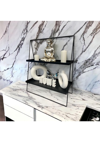 2 Katlı Üçgen Siyah Metal Banyo, Mutfak, Makyaj Organizatörü - Model 2 fiyatları