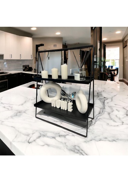 2 Katlı Üçgen Siyah Metal Banyo, Mutfak, Makyaj Organizatörü - Model 2 fırsatları