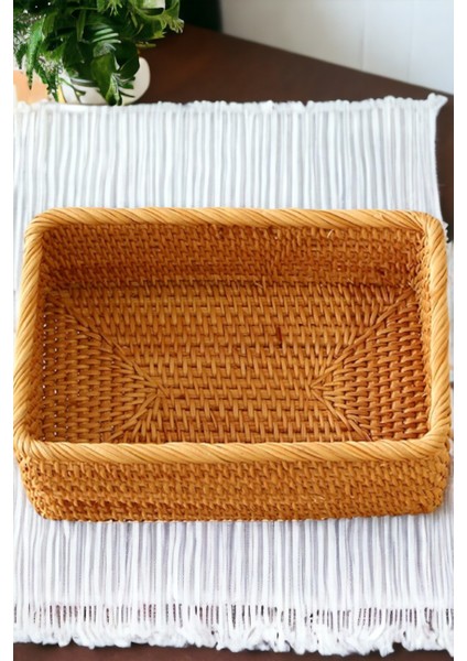 Dekoratif Doğal Rattan Saklama Kutusu Çok Amaçlı Düzenleyici Mutfak Banyo Oda Organizer 25CM Ocean Point fırsatları