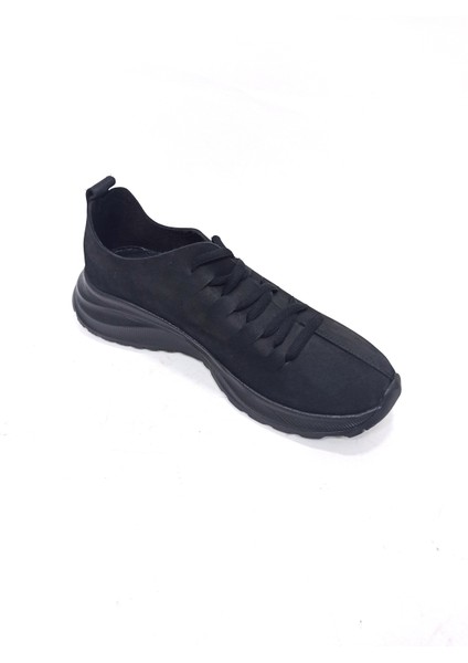 Siyah Deri Kadın Sneaker Spor Ayakkabı modelleri