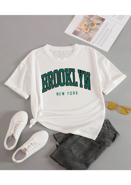 Unisex Basıc Baskılı Kısa Kollu Bisiklet Yaka T-Shirt