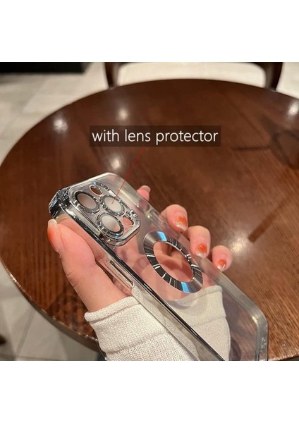 Apple iPhone 13 Pro Max Kılıf Logo Yeri Açık Kamera Lens Korumalı Renkli Kenarlı Şeffaf Silikon Rose Gold