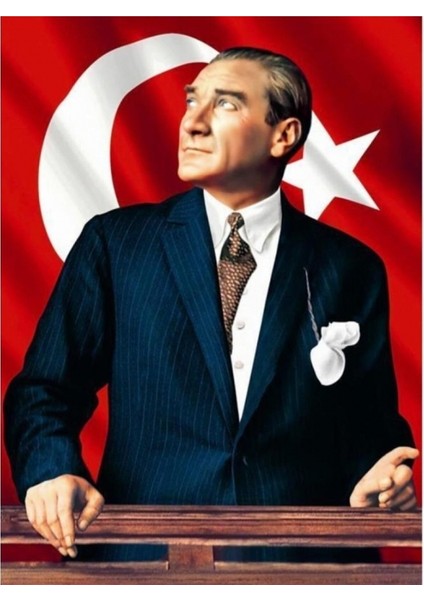 Canvas Atatürk ve Bayrak Sayılarla Boyama Seti Kasnaklı