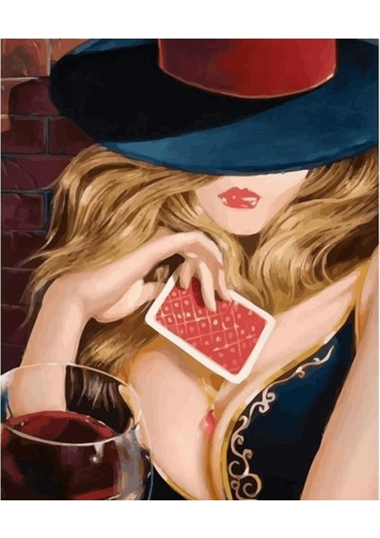 Canvas Poker Face Sayılarla Boyama Seti Kasnaklı