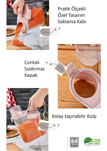 1,8 Lt Contalı Erzak Saklama Kabı | Ölçekli Saklama Kabı | Erzak Kabi | Erzak Saklama Kabı | Saklama Kabı Plastik | Şeffaf Saklama Kabı | Bakliyat Organizer fırsatları