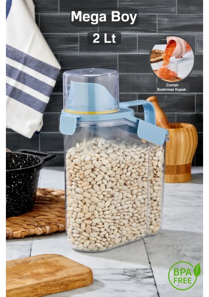 1,8 Lt Contalı Erzak Saklama Kabı | Ölçekli Saklama Kabı | Erzak Kabi | Erzak Saklama Kabı | Saklama Kabı Plastik | Şeffaf Saklama Kabı | Bakliyat Organizer modelleri
