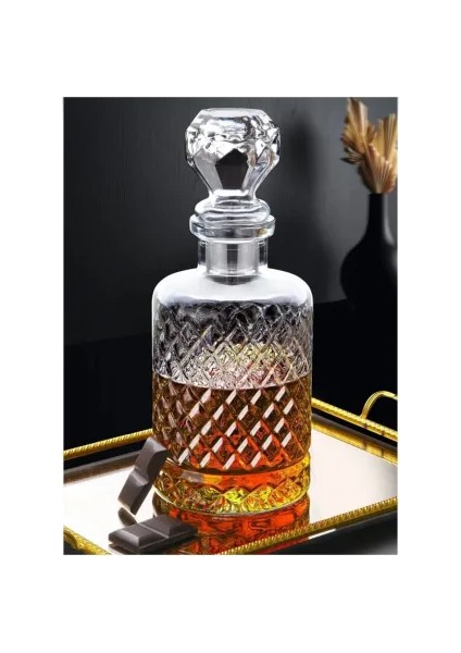 Kristal El Yapımı Lüks Viski Şişesi Sürahi Karaf 1.2 Litre