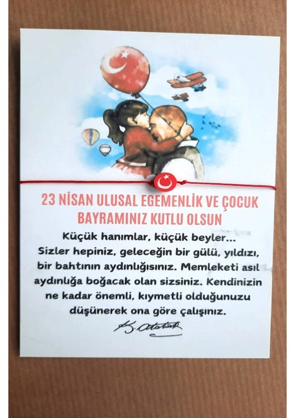 5 Adet 23 Nisan Hediye Bileklik - Atatürk ve Çocuk Temalı Kuşe Kart - 23 Nisan Hediye - Jelatinli fiyatları
