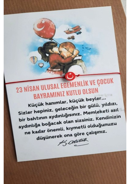 5 Adet 23 Nisan Hediye Bileklik - Atatürk ve Çocuk Temalı Kuşe Kart - 23 Nisan Hediye - Jelatinli fırsatları