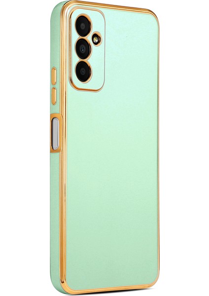 Samsung Galaxy M13 Kılıf Zore Kenarı Gold Renk Silikon Bark Kapak