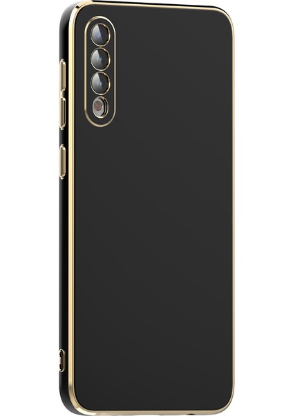 Samsung Galaxy A50 Kılıf Zore Kenarı Gold Renk Silikon Bark Kapak