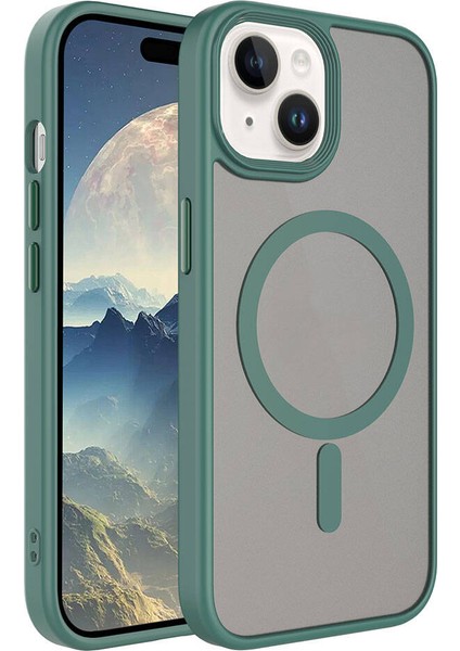 Apple iPhone 15 Plus Kılıf Mat Arka Yüzey Wireless Şarj Özellikli Zore Flet Magsafe Kapak