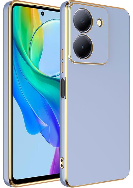 Vivo Y36 4g Kılıf Zore Kenarı Gold Renk Silikon Bark Kapak