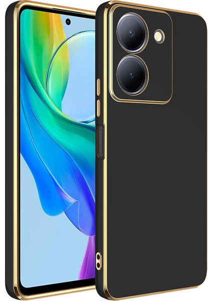 Vivo Y36 4g Kılıf Zore Kenarı Gold Renk Silikon Bark Kapak