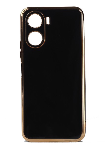 Vivo Y16 Kılıf Zore Kenarı Gold Renk Silikon Bark Kapak