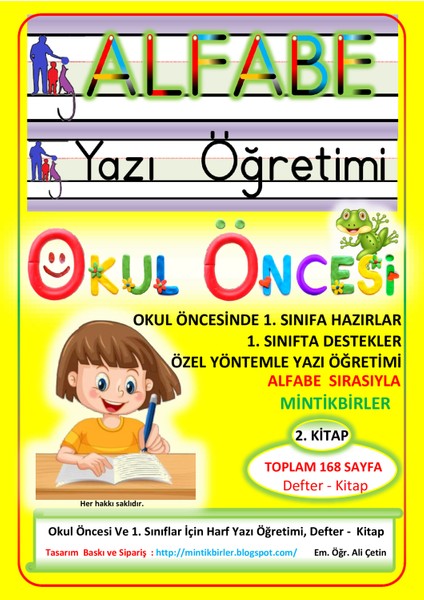 Okul Öncesi ve 1. Sınıf Okuma Yazma Yazı Öğretimi Alfabe Defteri Kitabı , Ana Sınıfı Anasınıfı Alfabe Kartları - 2 Öğrencilik Set - 2 Adet