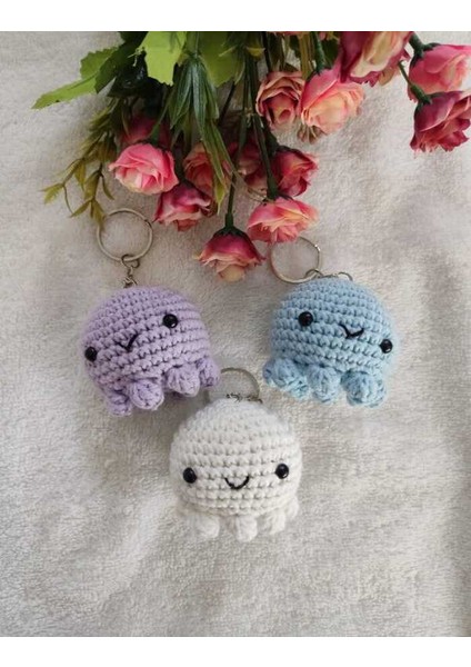 Trendo Gurumi Amigurumi Oyuncak Anahtarlık 3 Lü Ahtapot Seti