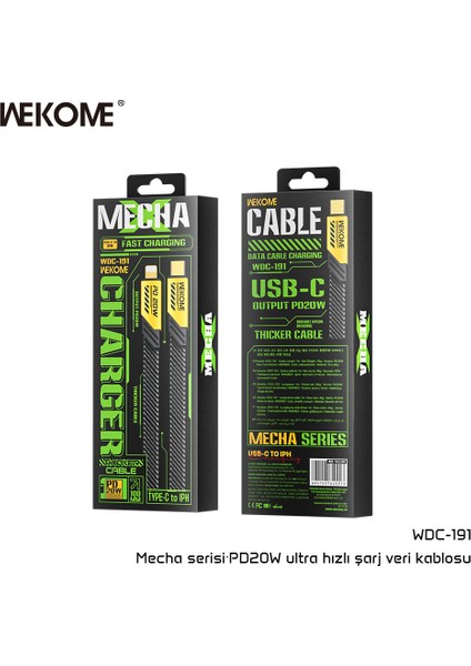 WDC-191 Gri Typ-C + IPHONE PD20W Veri ve Şarj Kablosu fırsatları