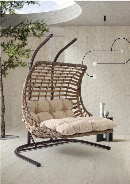 Capri Swing Bodrum Double Çiftli Rattan Bahçe Salıncağı | Rehome