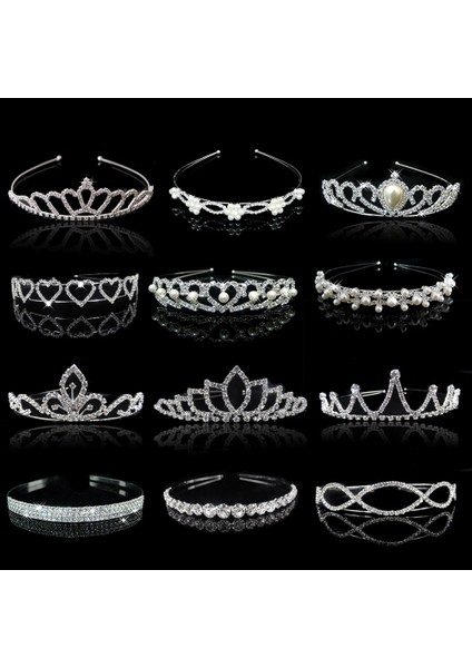 No.10 Boyutu 20 Stil Çocuk Sevimli Prenses Tiaras ve Taçlar Kristal Kafa Gelin Taç Düğün Parti Aksesuarları Kız Moda Saç Takı (Yurt Dışından) fiyatları