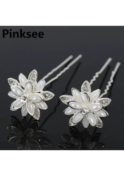 S 20 Adet Pcs Düğün Gelin Inci Saç Çiçek Kristal Saç Tokası Saç Tokası Nedime Takı Aksesuarları Dro (Yurt Dışından)