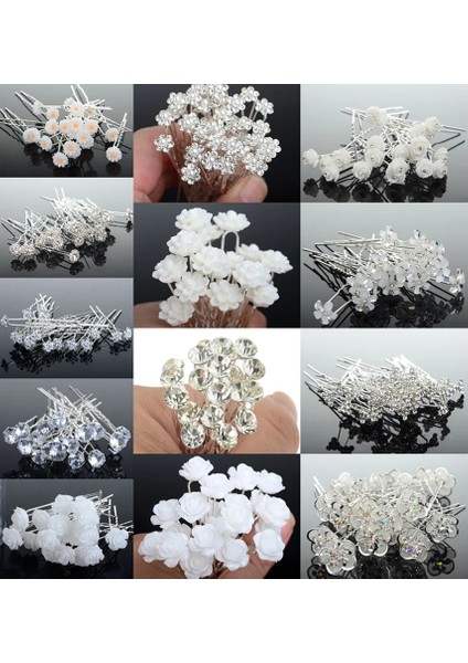 S 20 Adet Pcs Düğün Gelin Inci Saç Çiçek Kristal Saç Tokası Saç Tokası Nedime Takı Aksesuarları Dro (Yurt Dışından) fiyatları