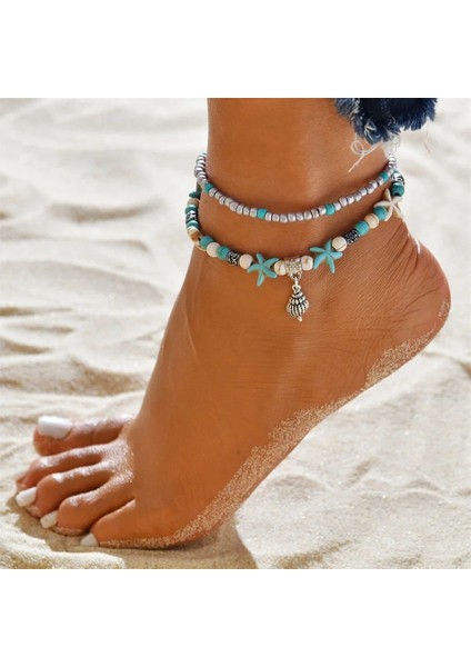 TFJL001E Vintage Halhal Kadın Plaj Ayak Bileği Bilezik Kaplumbağa Kolye Bacak Bilezik Boho Tobilleras Pulsera Para Tobillo Kadınlar Için Halhal (Yurt Dışından)
