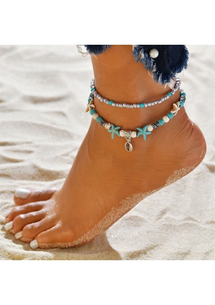TFJL001E Vintage Halhal Kadın Plaj Ayak Bileği Bilezik Kaplumbağa Kolye Bacak Bilezik Boho Tobilleras Pulsera Para Tobillo Kadınlar Için Halhal (Yurt Dışından)