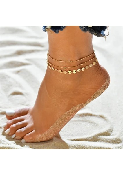 NO.50189 Beden Boho Altın Renk Yıldız Sonsuzluk Halhal Moda Çok Katmanlı Ayak Zinciri Kadınlar Için Yeni Simüle Inci Halhal Bilezik Plaj Takı (Yurt Dışından)