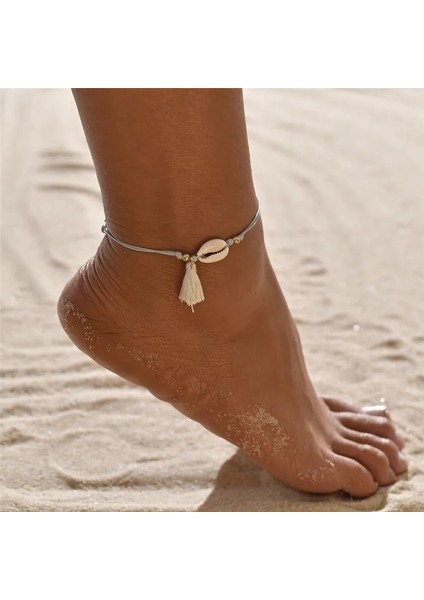 NO.50236 Beden Vintage Shell Ayak Bileği Bilezik Kadınlar Için Set Bohem Halat Zincir Denizyıldızı Halhal Yaz Plaj Yalınayak Bacak Zinciri Boho Takı (Yurt Dışından)