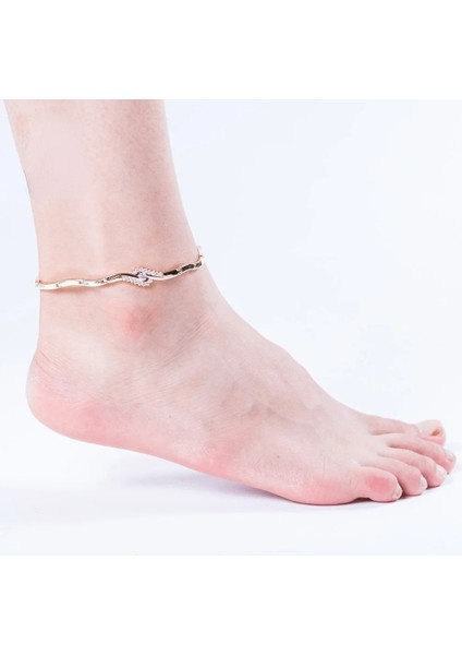 Antik Bakır Kaplama Yeni Liste Ürün Muhtasar Damla Zirkonyum Taş Halhal Şekli Kadınlar Için Avrupa Halhal Fabrika Moda (Yurt Dışından)