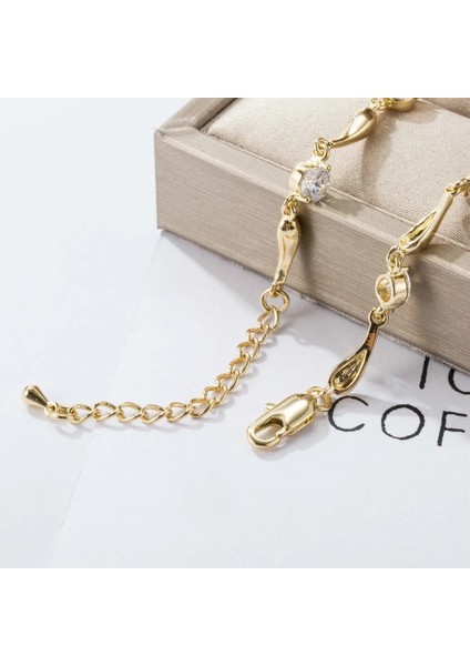 Antik Bakır Kaplama Yeni Liste Ürün Muhtasar Damla Zirkonyum Taş Halhal Şekli Kadınlar Için Avrupa Halhal Fabrika Moda (Yurt Dışından) modelleri