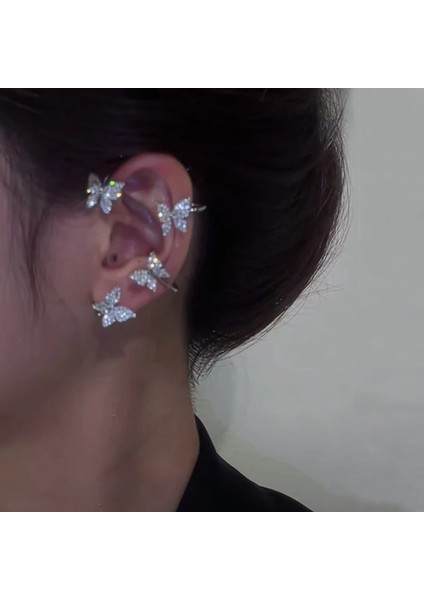 B2383-2-1 G Zirkon Kelebek Küpe Manşet Kulak Klipsi Kadınlar Kızlar Için Moda Kulak Kancası Hiçbir Piercing Yapraklar Küpe Düğün Takı Hediye (Yurt Dışından)
