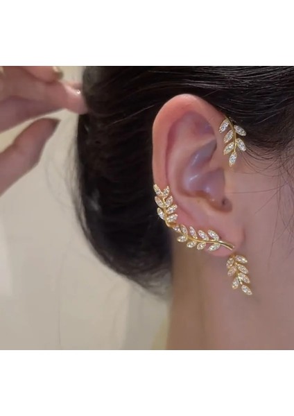 B2383-2-1 G Zirkon Kelebek Küpe Manşet Kulak Klipsi Kadınlar Kızlar Için Moda Kulak Kancası Hiçbir Piercing Yapraklar Küpe Düğün Takı Hediye (Yurt Dışından)