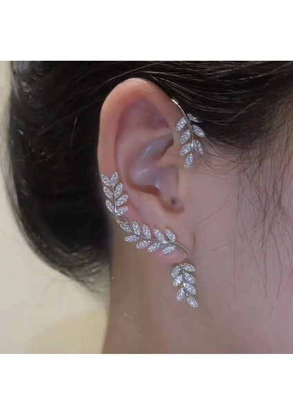 B2383-2-1 G Zirkon Kelebek Küpe Manşet Kulak Klipsi Kadınlar Kızlar Için Moda Kulak Kancası Hiçbir Piercing Yapraklar Küpe Düğün Takı Hediye (Yurt Dışından)