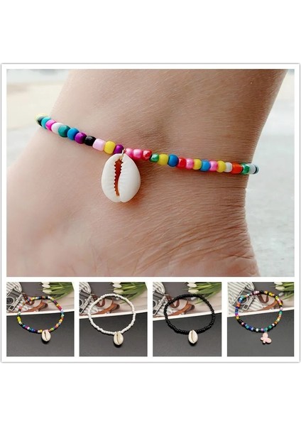 D Boho Gökkuşağı Ayak Bileği Kadınlar Için Küçük Renkli Tohum Boncuk Halhal Doğa Kabuk Charms Bacak Üzerinde Elastik Boncuklu Bilezik (Yurt Dışından) fiyatları